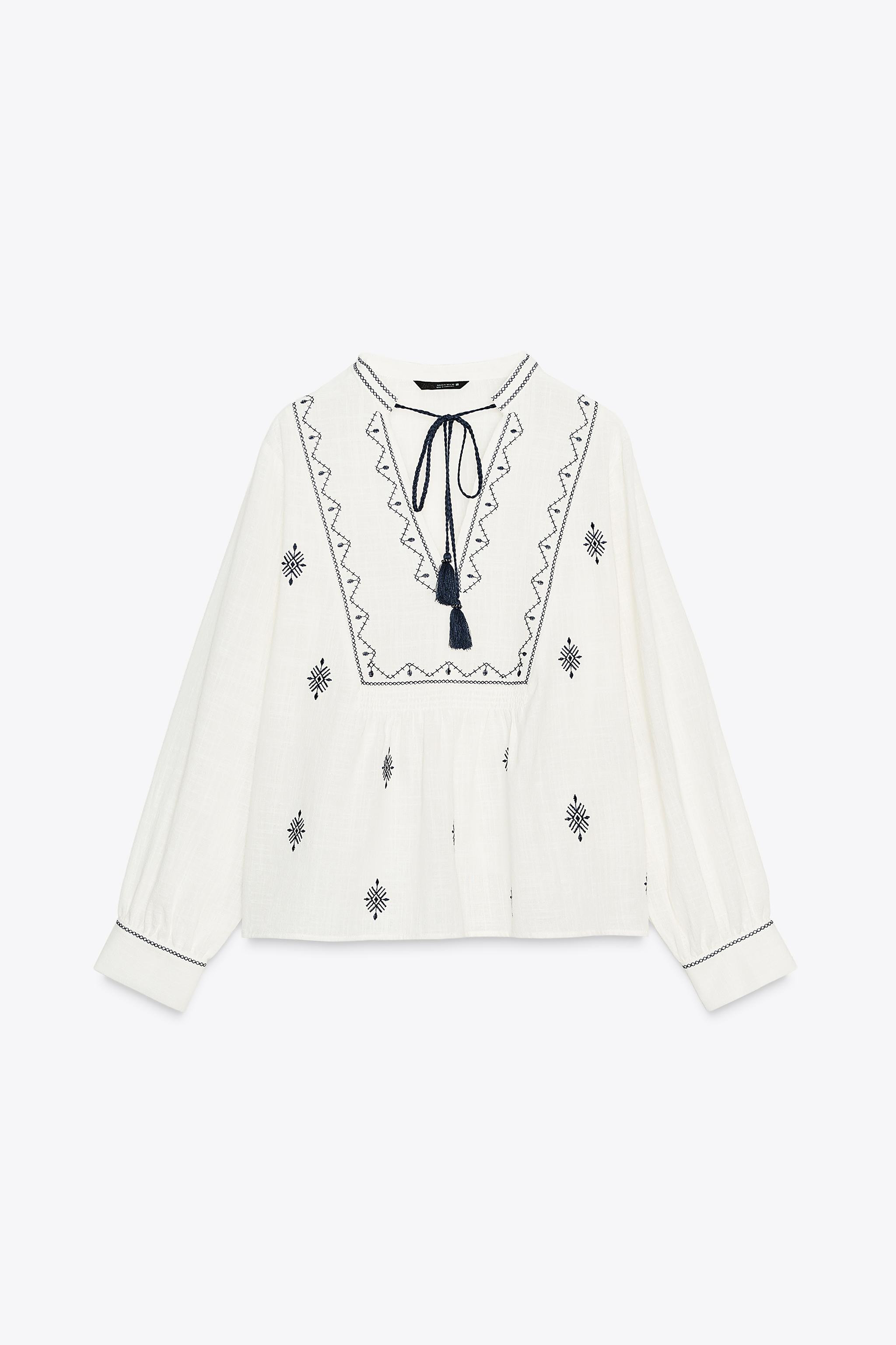 EMBROIDERED RUSTIC BLOUSE | Zara US