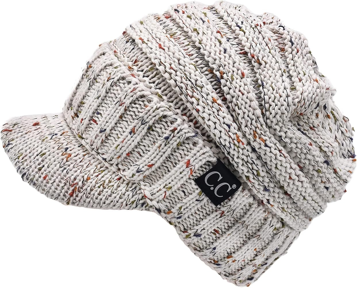 C.C Trendy Warm Oversized Chunky Soft Oversized Ribbed Slouchy Knit Hat with Visor Brim | Amazon (US)