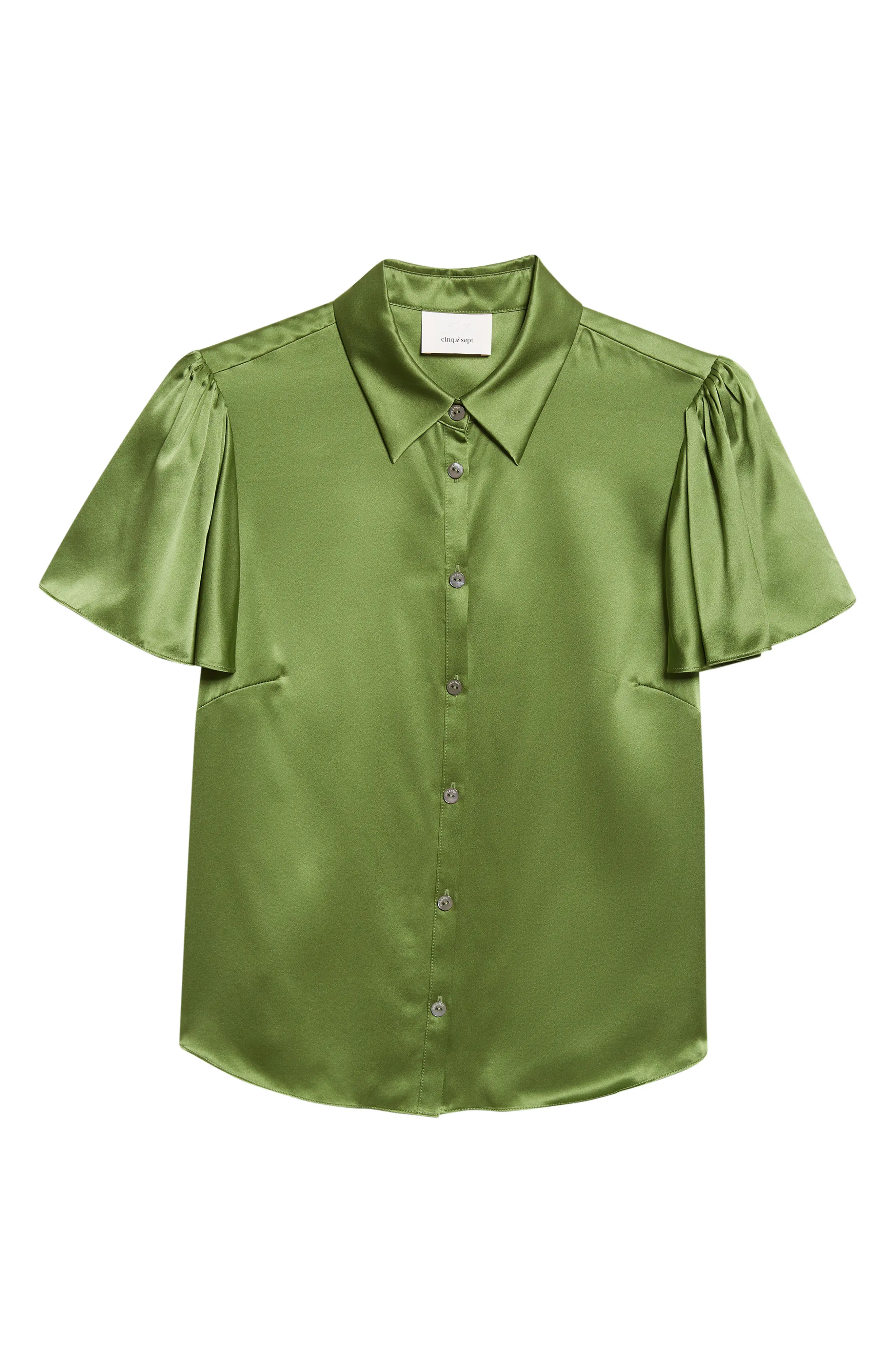 Fiona Flutter Sleeve Silk Satin Button-Up Shirt | Nordstrom