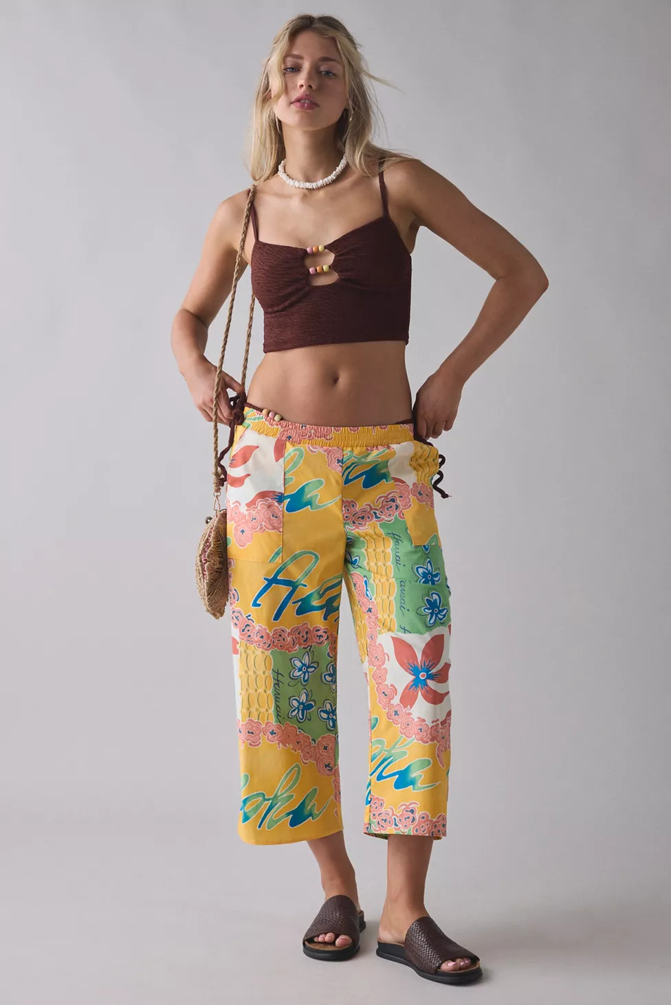 ReMADE By UO Remnant Poolside Pull-On Cropped Pant | Urban Outfitters (US and RoW)