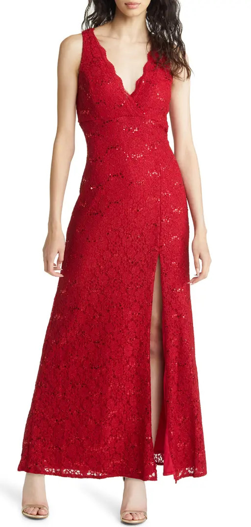 Sequin & Glitter Lace Gown | Nordstrom