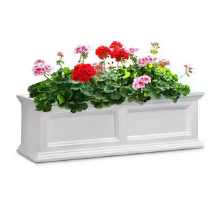 Fairfield 36 in. x 11 in. Self-Watering White Polyethylene Window Box | The Home Depot