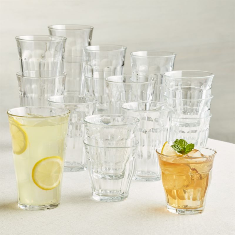 Duralex Picardie Glass Tumblers, Set of 18 + Reviews | Crate and Barrel | Crate & Barrel