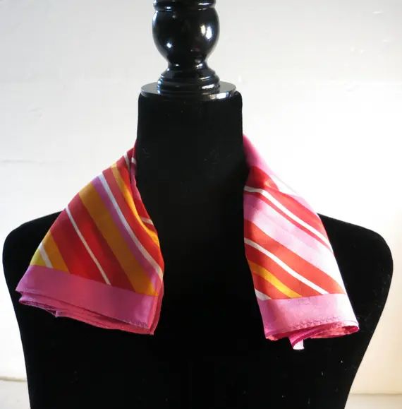 Hot color Silk scarf Pink Orange Adrienne Vittadini | Etsy (US)