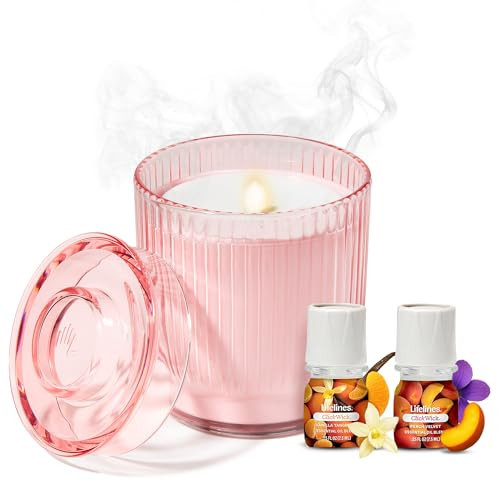 Lifelines Flameless Candle Aromatherapy Essential Oil Diffuser with 2 ClickWick Essential Oil Blends - Cordless & Waterless Diffuser for Home - Scented Electric Candles Blow Out Flame - Pink Jar | Amazon (US)
