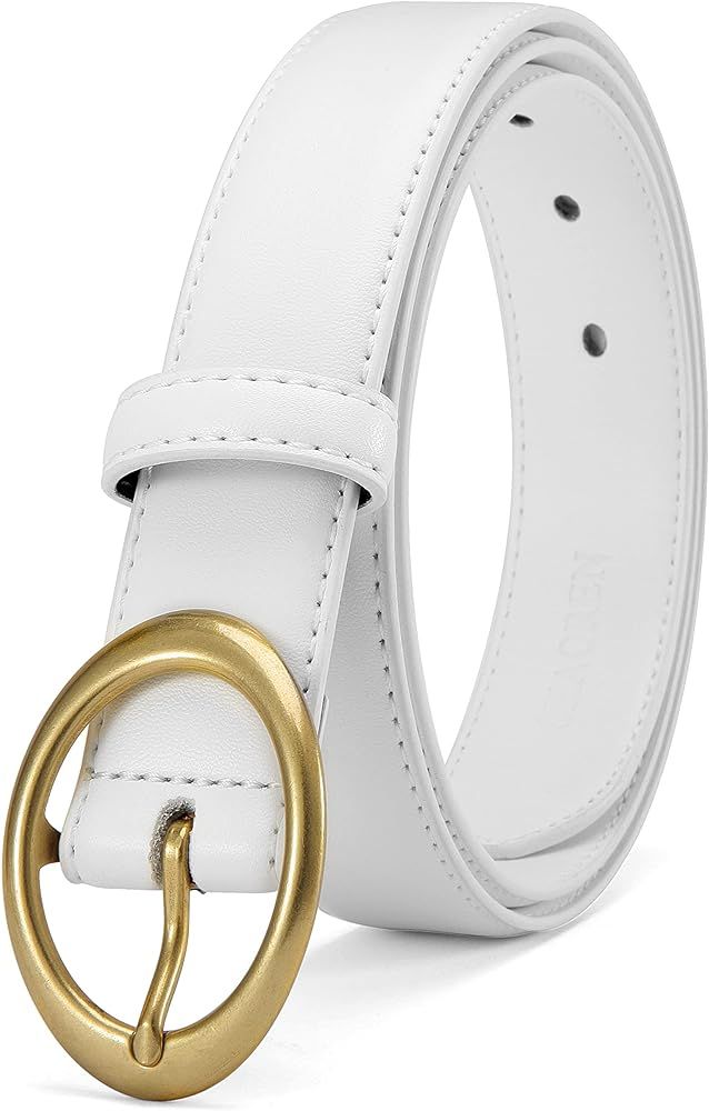 CHAOREN Womens Belts for Jeans - Womens Leather Belt with Gold Buckle - 1.15" Width Ladies Fashio... | Amazon (US)