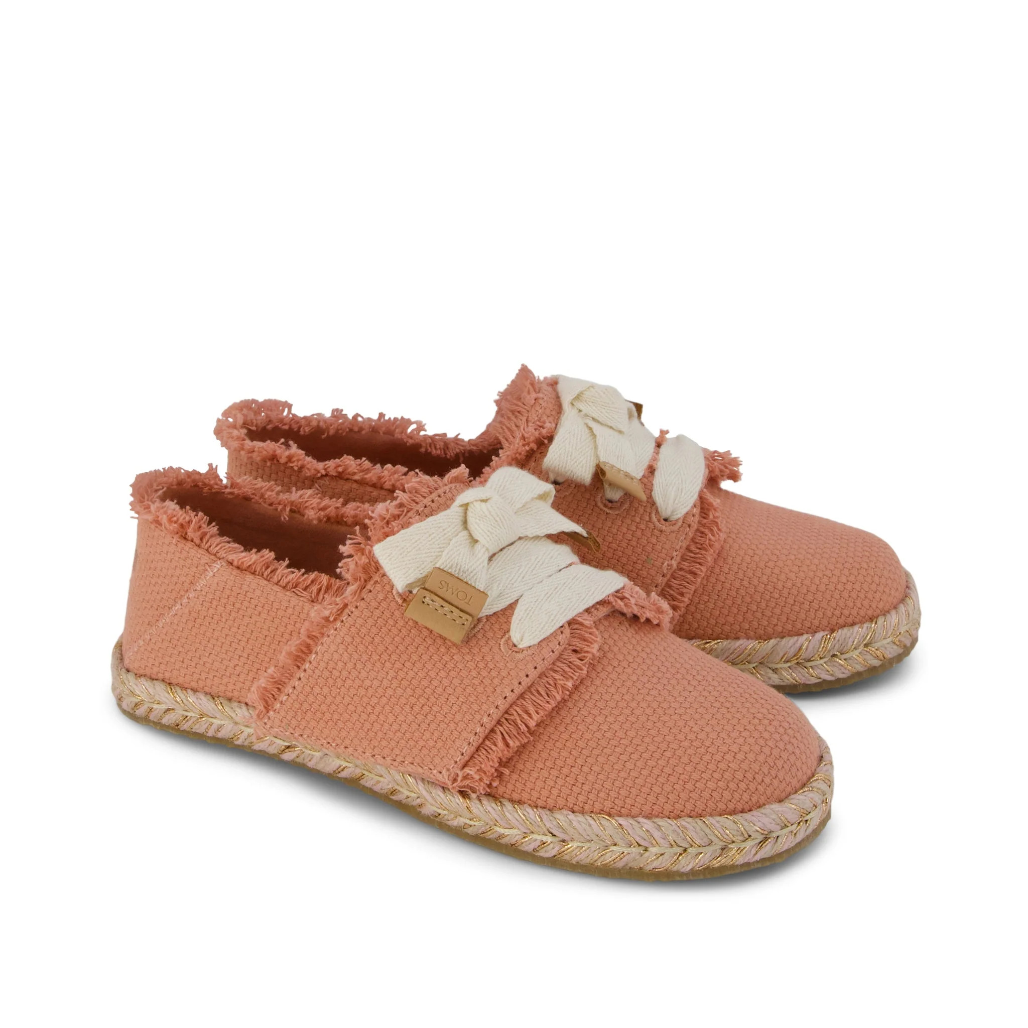Carolina Lace-Up Kids Espadrille White Fray | Toms EMEA