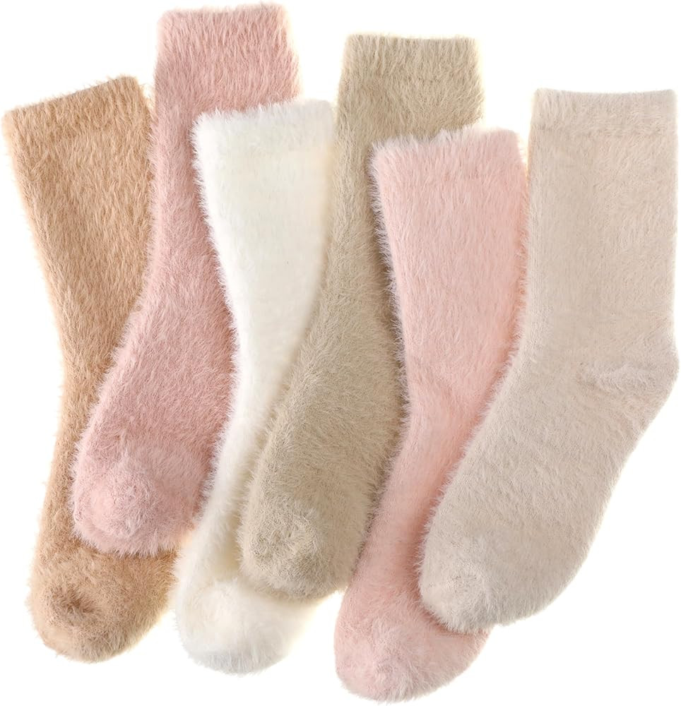 Geyoga Fuzzy Socks for Women Cozy Fluffy Slipper Socks Soft Mink Velvet Cute Winter Warm Sleeping... | Amazon (US)