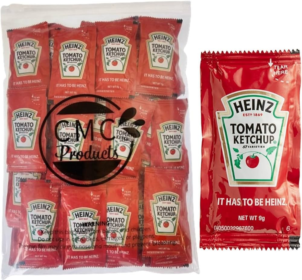 Heinz Ketchup Packets (9g) – 50 Count - Ketchup Condiment Packs in Custom CMC Products Food Saf... | Amazon (US)