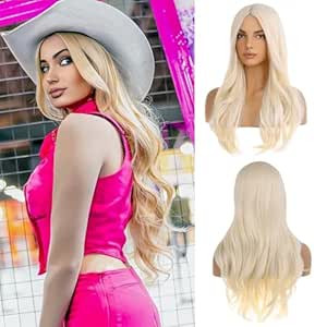 BERON 26" Women Girls Long Curly Wavy Wig Heat Resistant Synthetic Fiber with Wig Cap (Light Blon... | Amazon (US)