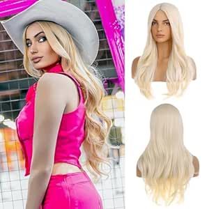 BERON 26" Women Girls Long Curly Wavy Wig Heat Resistant Synthetic Fiber with Wig Cap (Light Blon... | Amazon (US)