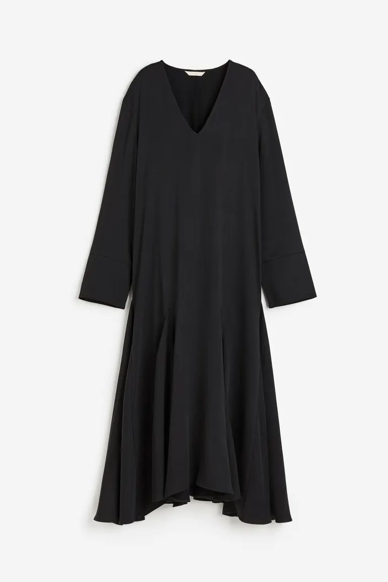 Lyocell-blend Satin Dress - Black - Ladies | H&M US | H&M (US + CA)