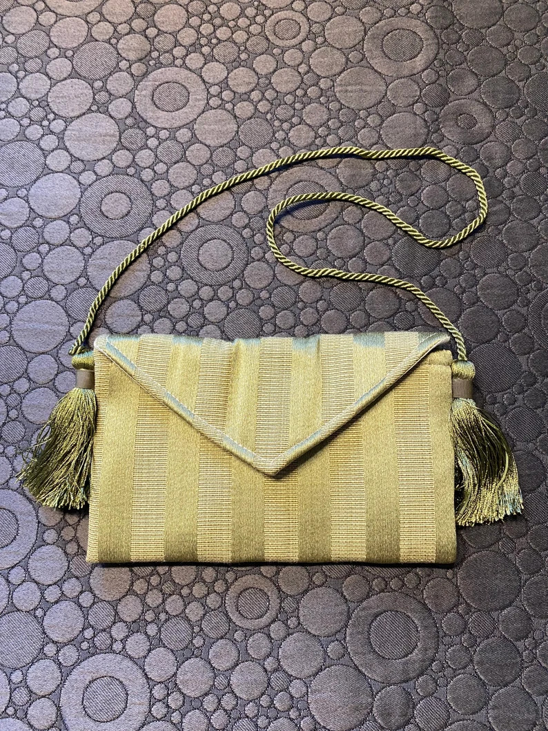 Green Clutch + Tassels - Handmade Unique - Etsy | Etsy (US)