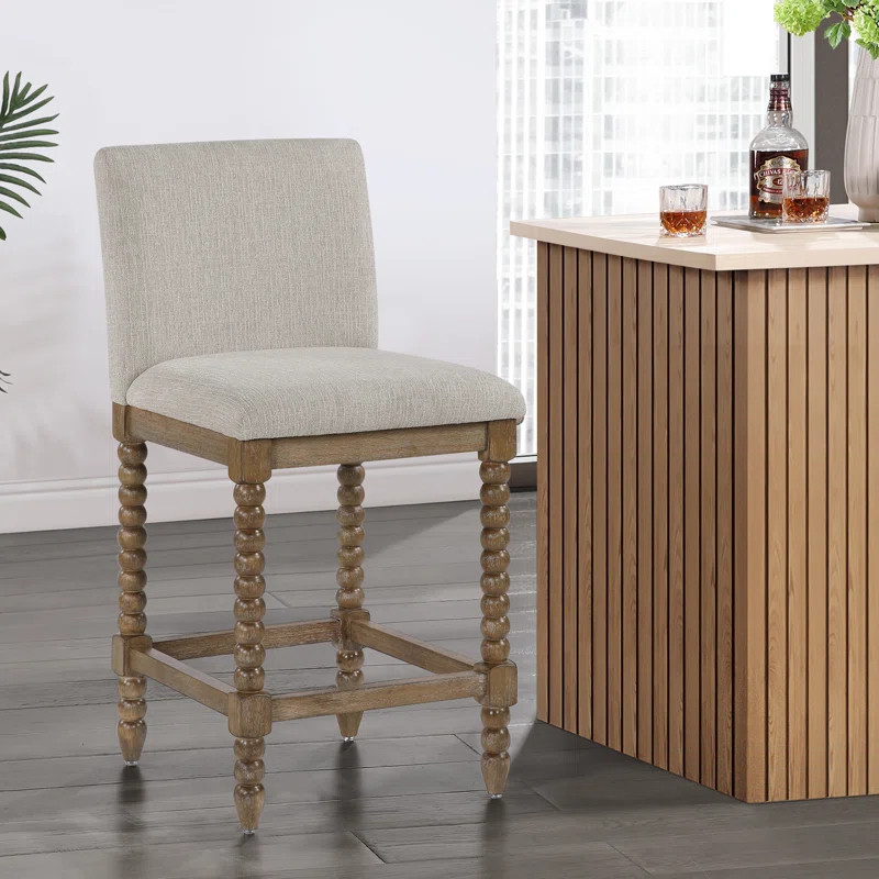 Carollyn 26" High Modern Farmhouse Turned Leg Beaded Counter Stool | Wayfair North America