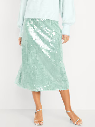 High-Waisted Sequin Midi Pencil Skirt | Old Navy (US)