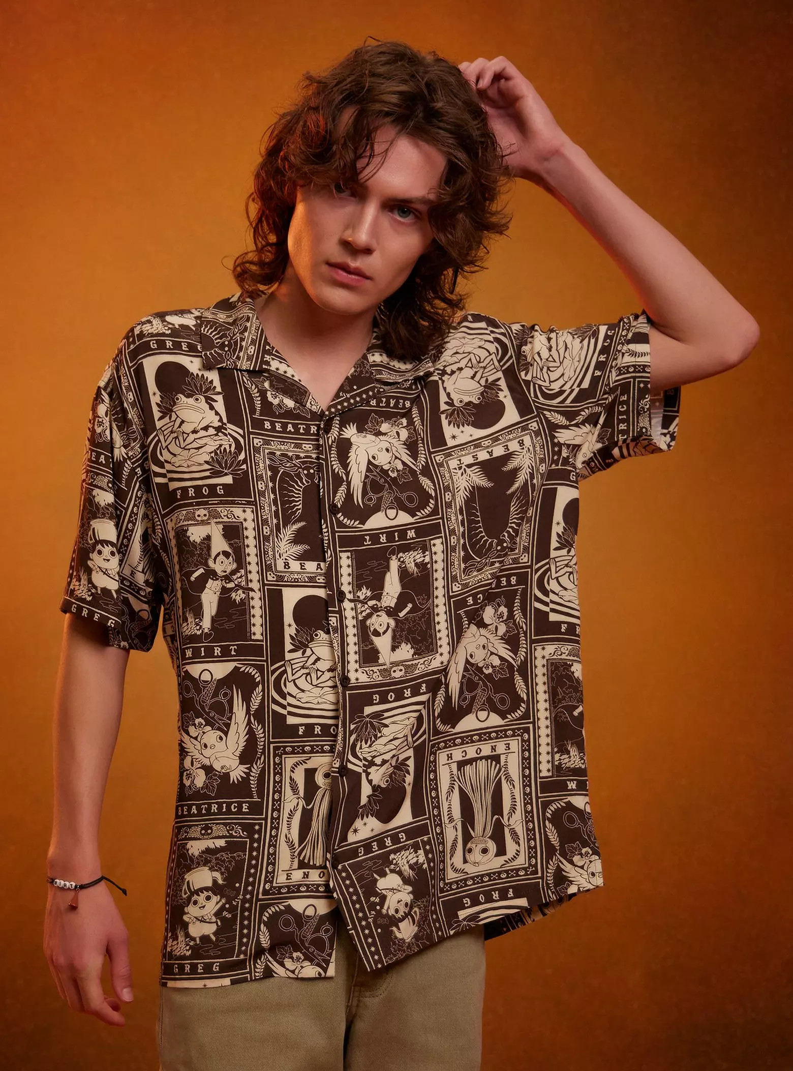 Over The Garden Wall Character Collage Woven Button-Up | Hot Topic