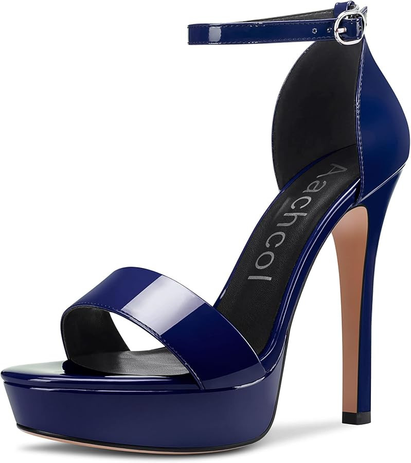 Aachcol Womens Platform Sandals Peep Open Toe Stiletto High Heels Ankle Strap Buckle Sexy Dress S... | Amazon (US)
