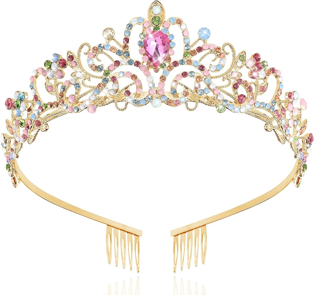 TAROSE Crowns for Women, Queen Crystal Gold Silver Tiaras with White Rhinestone and Combs, Goddes... | Amazon (US)