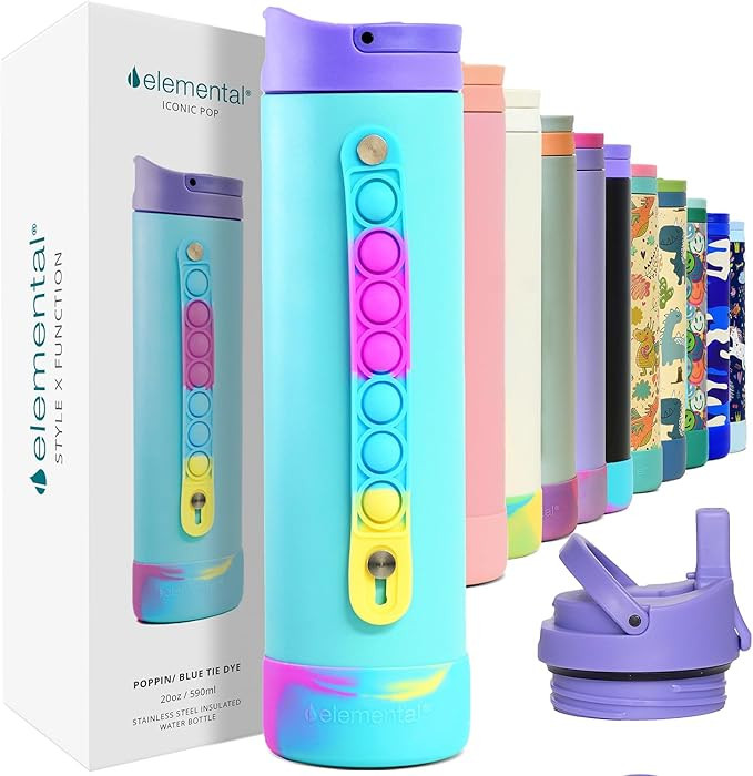 Elemental Iconic Kids Water Bottle for School - 100% Leak-Proof Insulated Water Bottles with Stra... | Amazon (US)