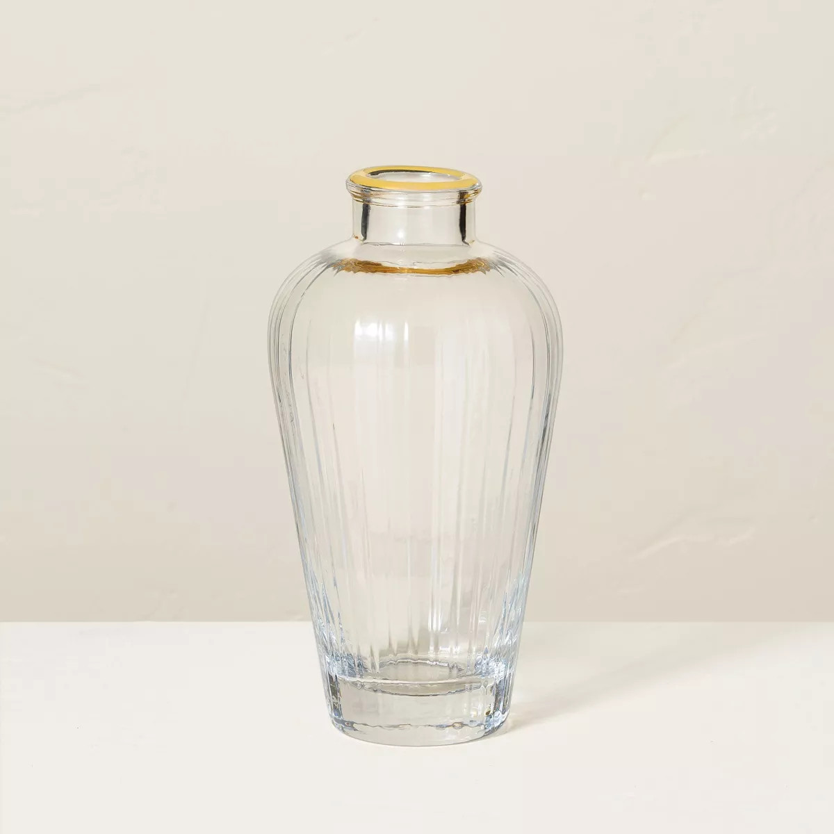 9" Fluted Clear Glass Bud Vase with Gold Rim - Hearth & Hand™ with Magnolia: Farmhouse Decorati... | Target