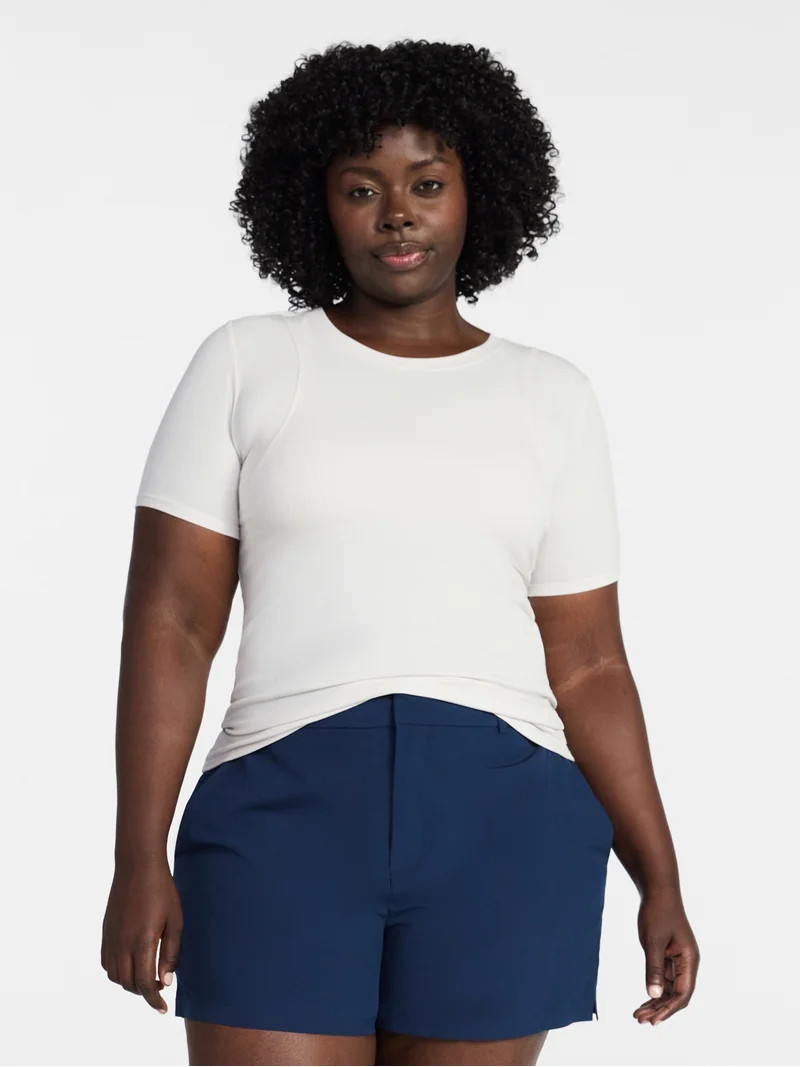 Avia Women's Ribbed T-Shirt with Short Sleeves, Sizes XS-XXXL | Walmart (US)