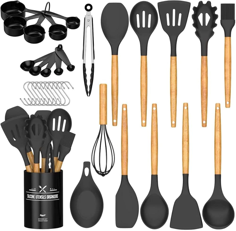 Umite Chef Kitchen Cooking Utensils Set, 33 pcs Non-Stick Silicone Cooking Kitchen Utensils Spatu... | Amazon (US)