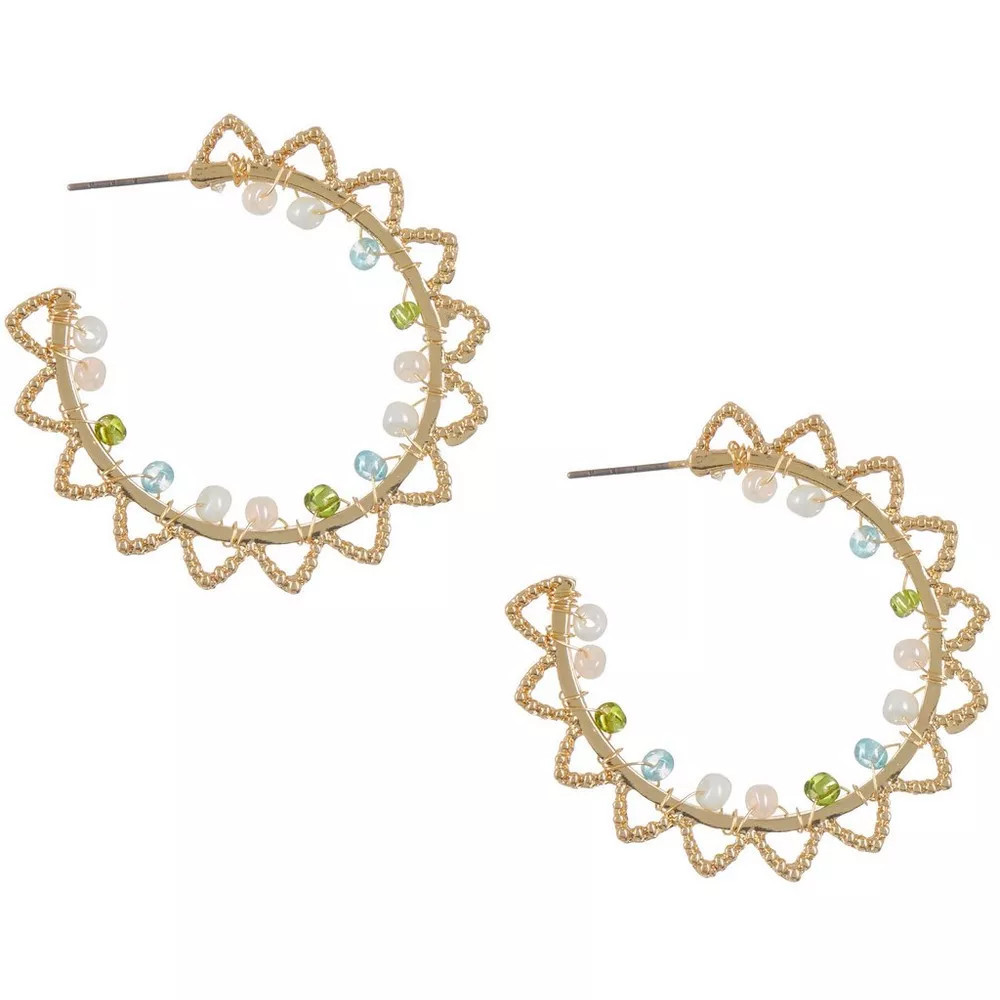 Textured Beaded C-Hoop Earrings | Bealls