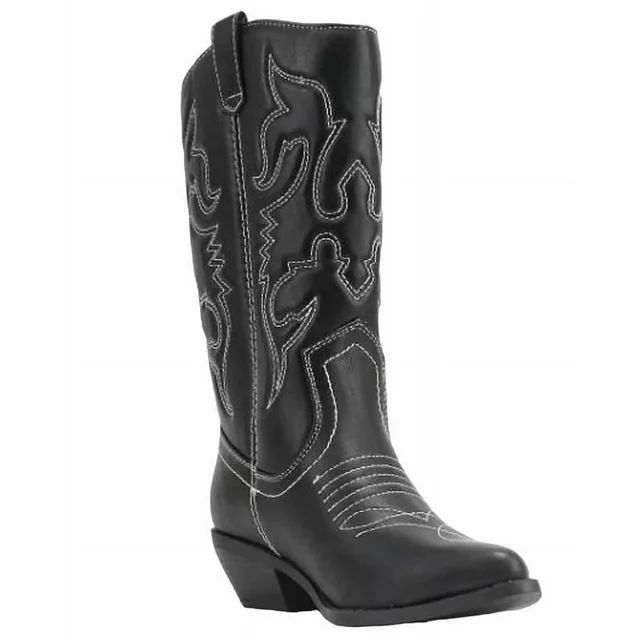 Shoes8teen Womens Faux Leather Western Cowboy Boots W/Traditional Embroidery | Walmart (US)