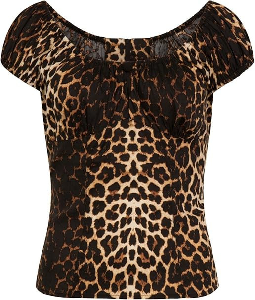 Hell Bunny Uma Bluse Leopard Top 50er Vintage Retro Pinup | Amazon (DE)