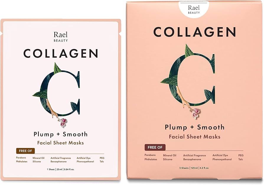 Rael Face Mask Skin Care, Collagen Face Masks - Bamboo Facial Sheet Mask with Collagen Essence an... | Amazon (US)