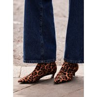 Leopard Print Leather Textured Ankle Boot | Mint Velvet