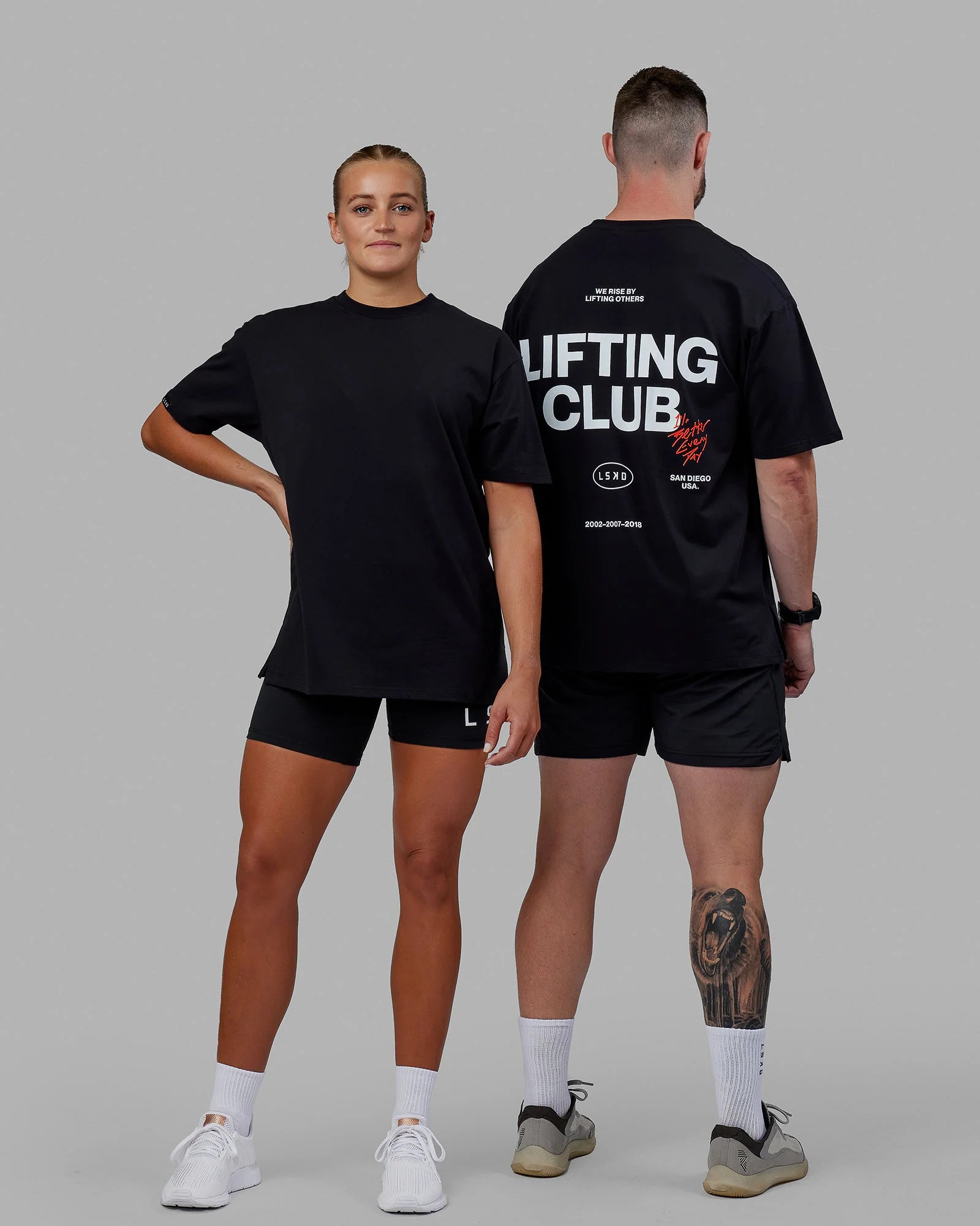 Unisex Lifting Club FLXCotton Tee Oversize - Black-White-Red | LSKD