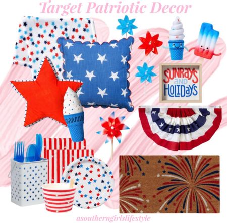 Patriotic Decor has landed at Target & I am loving it!!! 

The mix of blues .. the ice cream cones .. all of it!

Multi Star Plush Throw, Scalloped Star Pillow, Star Pillow, Ice cream Cone Pillow, Silverware Holder, Blue Plastic Utensils, Napkins, Plates, Treat Cups with Spoons, Pinwheel, Fireworks Doormat, Bunting, Americana Shadowbox, Felt Ice Cream & Popsicle Duo & Mini Pinwheels

Porch Decor. Memorial Day. 4th of July. July 4th  Cookout. Party. Summertime  

#LTKSeasonal #LTKstyletip #LTKhome