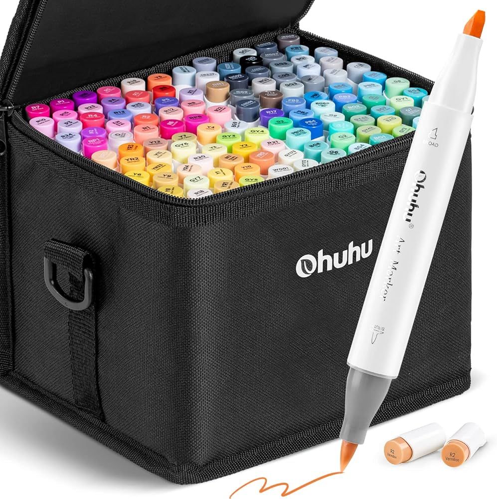 Ohuhu Alcohol Markers Brush Tip -Double Tipped Art Marker Set for Artist Adults Coloring Illustra... | Amazon (US)