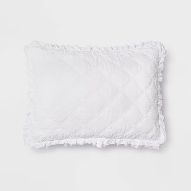 Vintage Washed Ruffle Quilted Pillow Sham - Threshold™ | Target