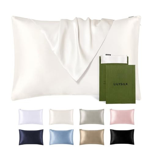 LILYSILK Silk Pillowcase for Hair and Skin King-100% Mulberry Silk 19 Momme Both Sides Silk Bed Pillow Cover with Hidden Zipper, 1 Pc (King Size 20''x36'', Ivory) | Amazon (US)