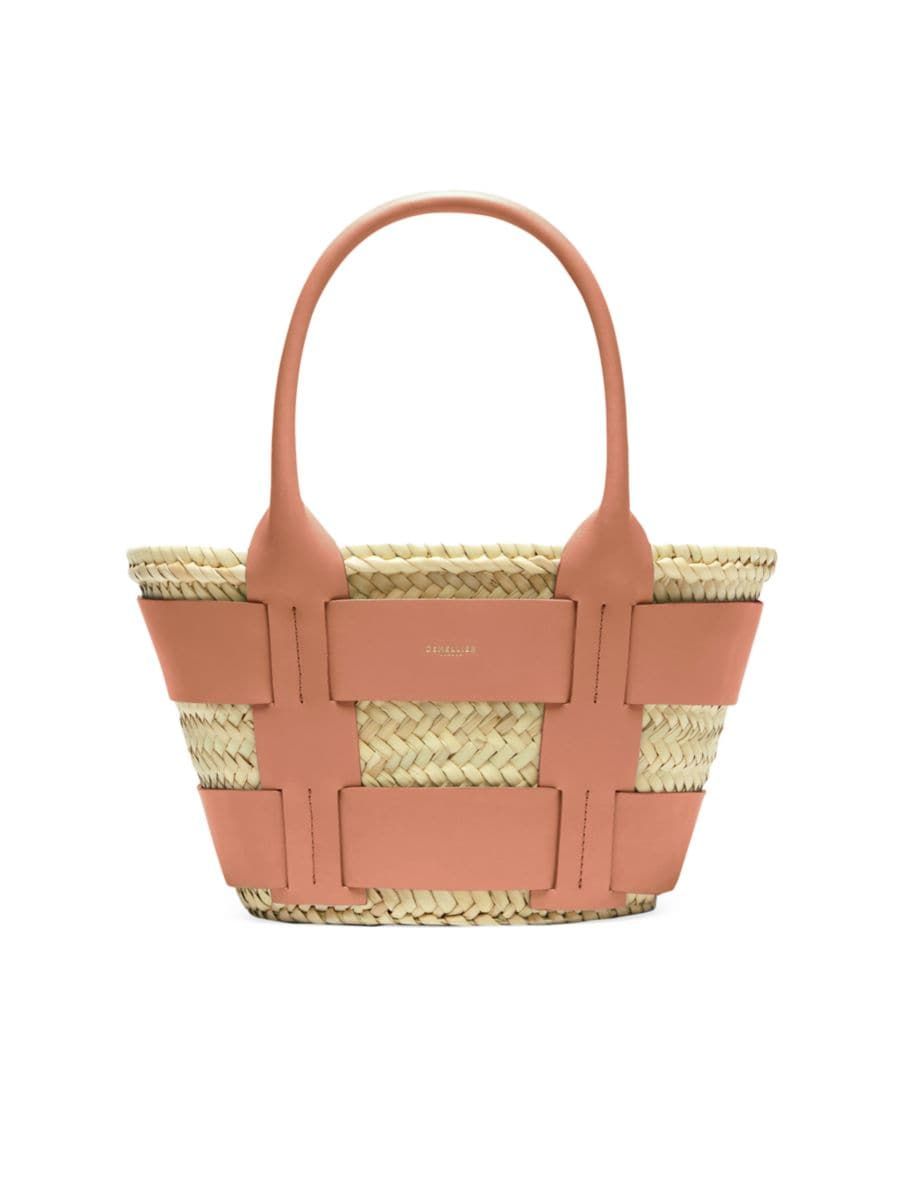 Mini Santorini Raffia & Leather Basket Bag | Saks Fifth Avenue
