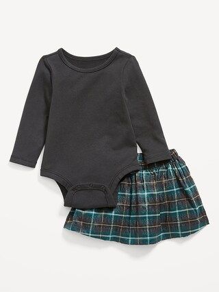 Long-Sleeve Jersey Bodysuit and Plaid Seersucker Skirt Set for Baby | Old Navy (US)