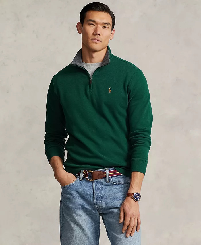 Men's Estate-Rib Cotton Quarter-Zip Pullover | Macy's