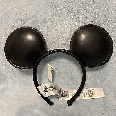 Authentic Disney Parks Mickey Mouse Ears Headband Solid Black faux Leather NWT  | eBay | eBay US