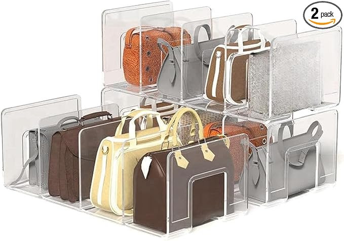 frtzal Purse Handbag Organizer 4 Sections Bag Closet Shelf Divider Purse Display Stand Handbag St... | Amazon (US)