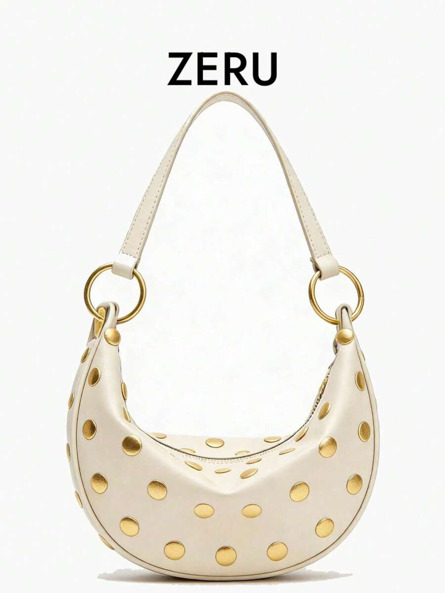 Vintage Rivet Bag, Niche Design Handbag, New Matte Faux Suede Small Shoulder Underarm Bag | SHEIN