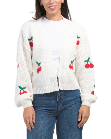 Long Sleeve 3d Cherry Cardigan for Women | Polyester | Marshalls
