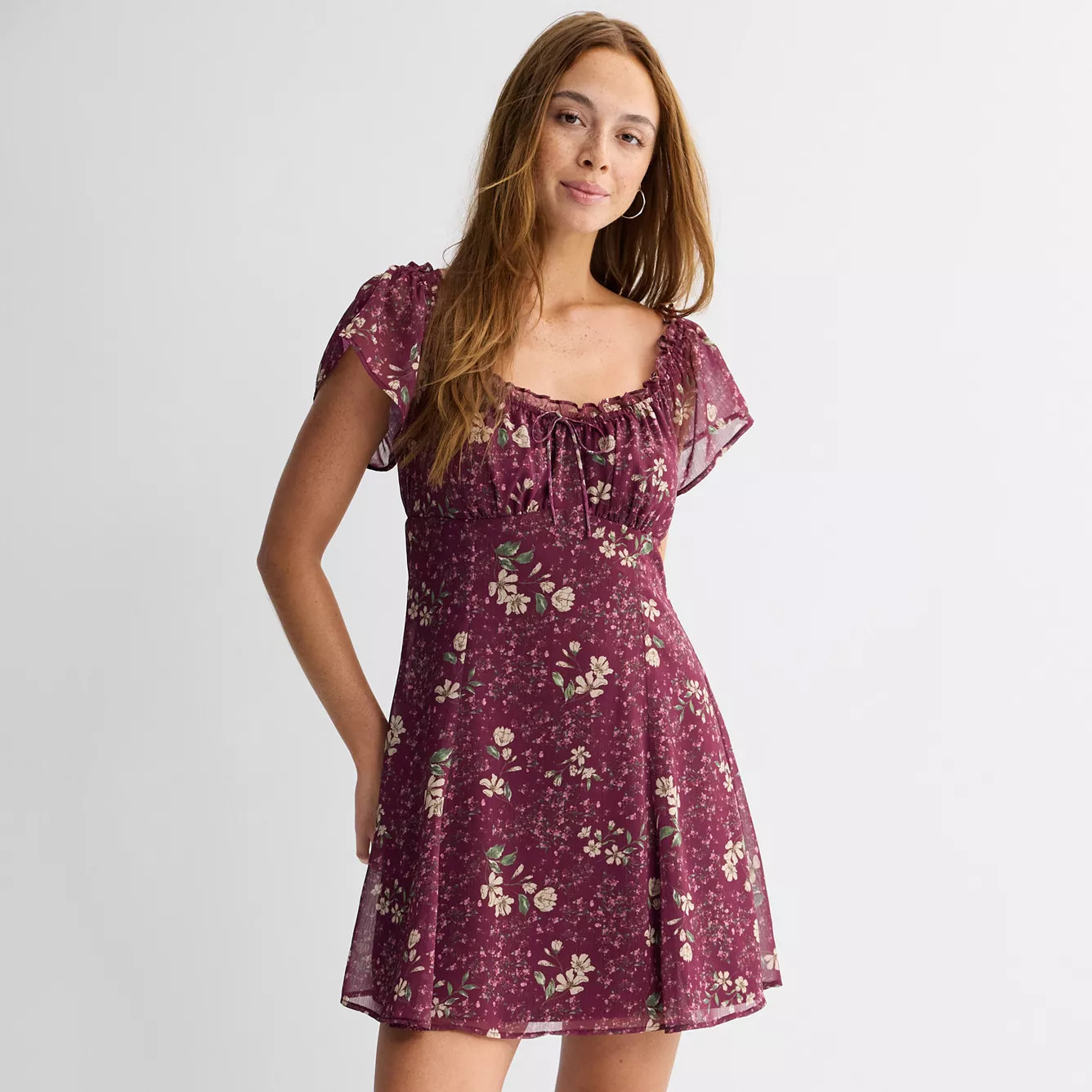 Juniors' Live To Be Spoiled Flutter Sleeve Mini Skater Dress | Kohl's