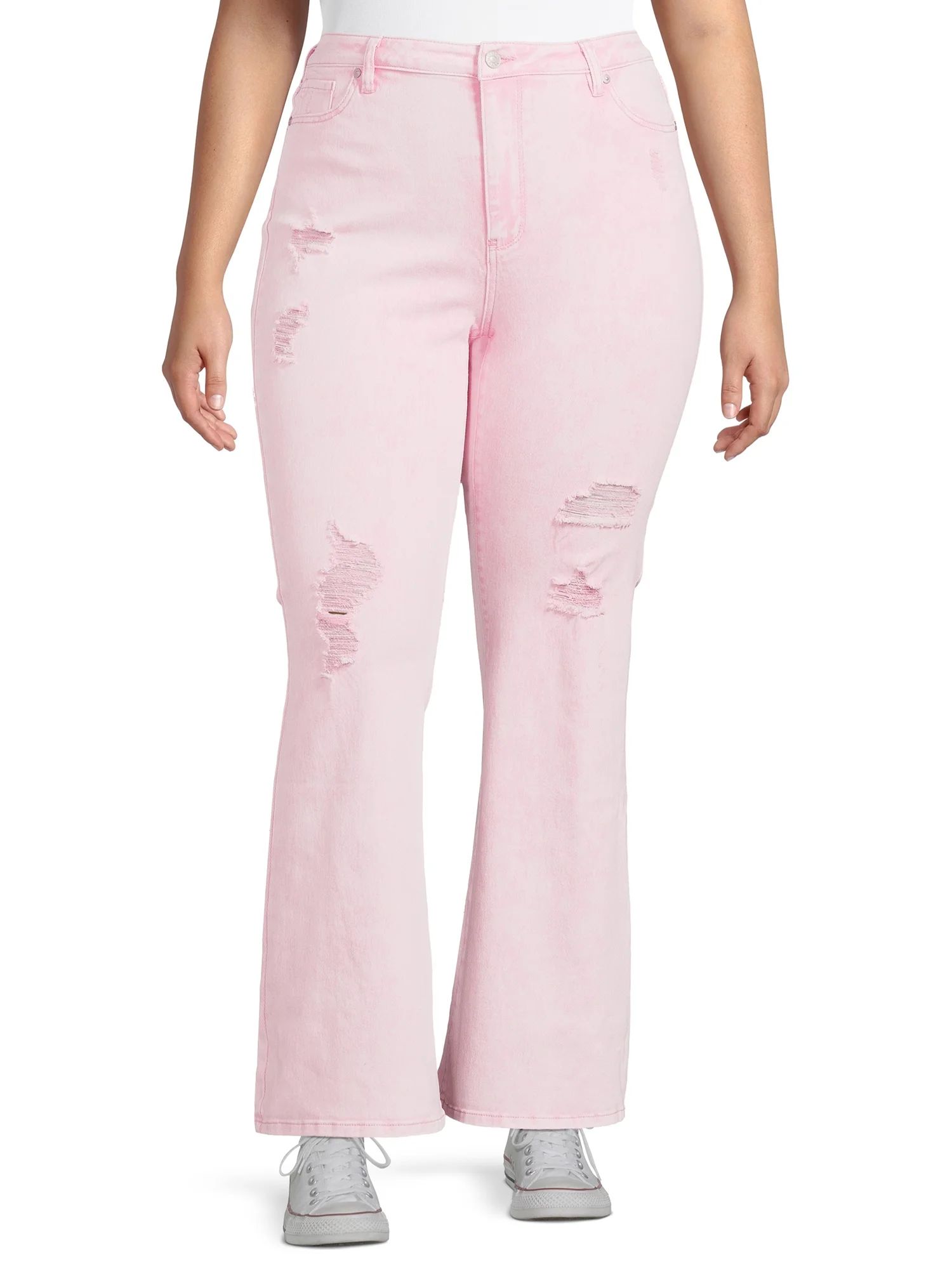 Madden NYC Junior's Plus Size Super High Rise Flare Jeans | Walmart (US)