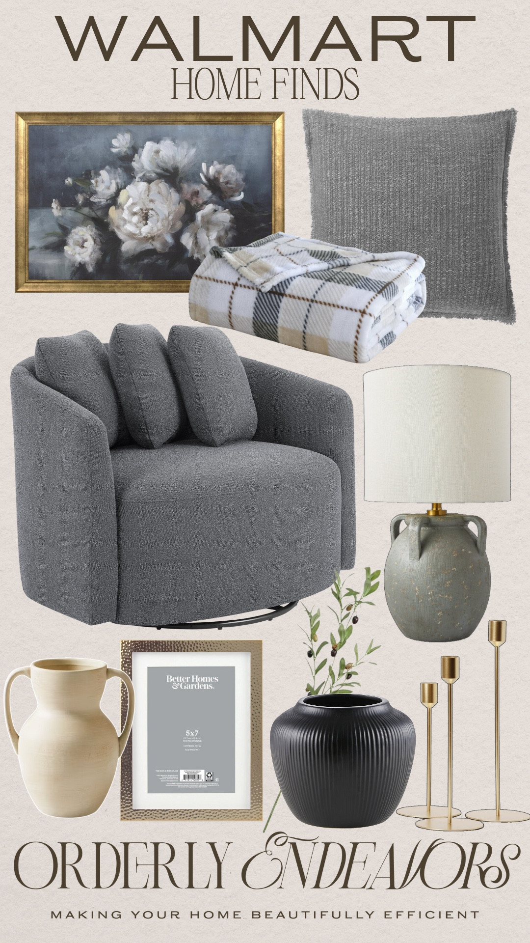 Walmart home finds includes table lamp, throw blanket, pillow, wall art, accent chair, candle stick holder, vase, greenery stem, frame, and vase. 

Home decor, neutral home decor, Walmart finds, Walmart home

#LTKFindsUnder100 #LTKHome #LTKStyleTip