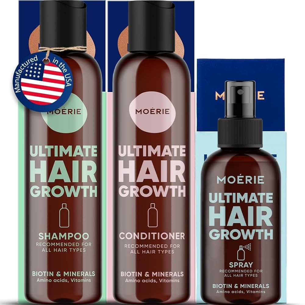Moerie Mineral Shampoo and Conditioner Plus Hair Growth Spray Set – Ultimate Hair Care Pack –... | Amazon (US)