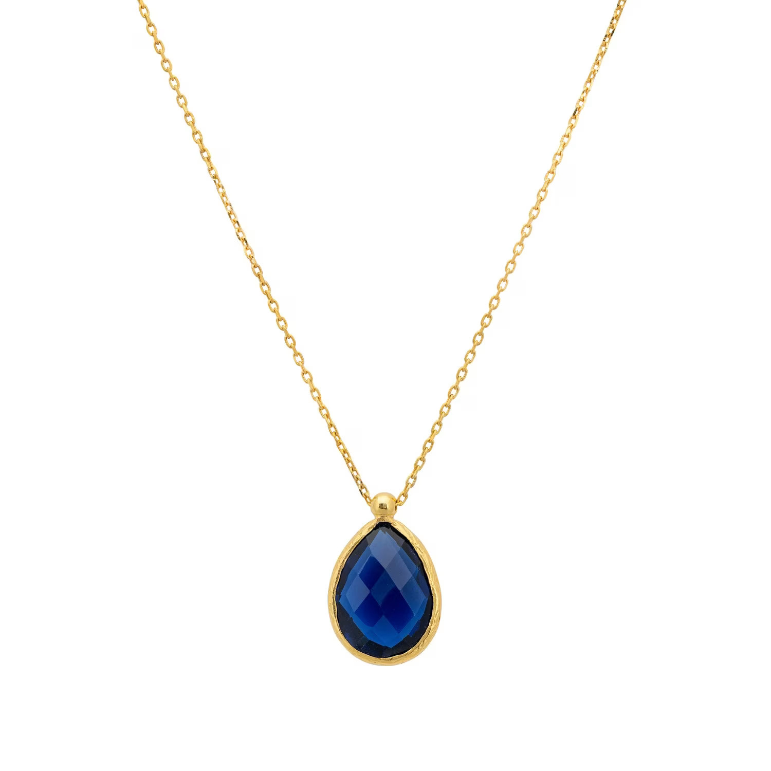 Petite Drop Necklace Gold Sapphire Hydro | Wolf & Badger