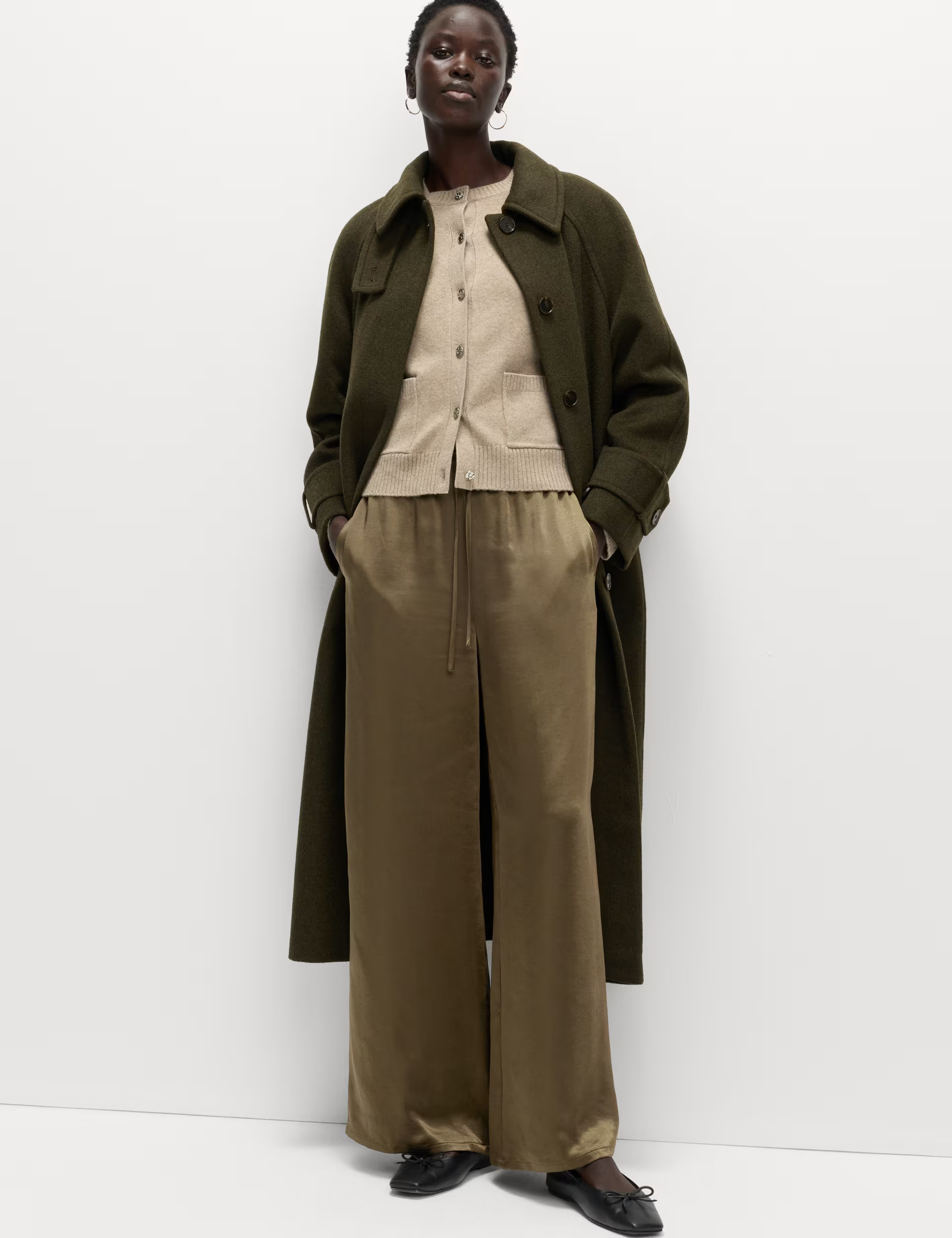 Satin Drawstring Wide Leg Trousers | Marks & Spencer (UK)