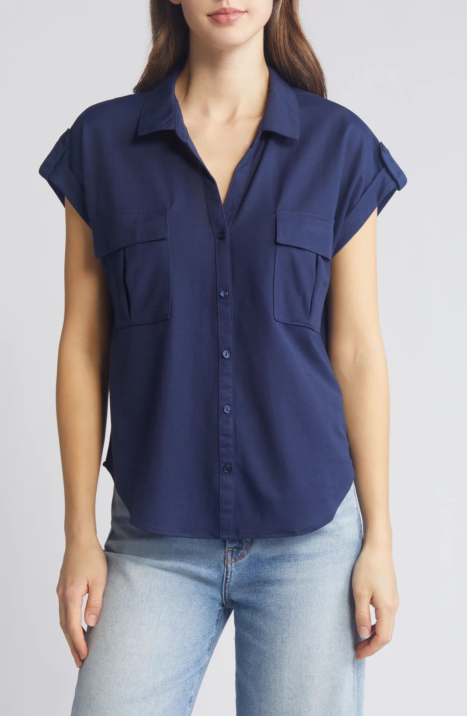 Bobeau Utility Short Sleeve Button-Up Shirt | Nordstrom | Nordstrom